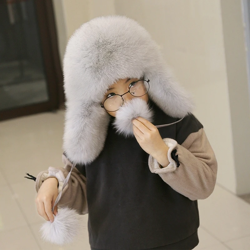 Детская шапка из кожи и меха Lei Feng для мальчиков и девочек, лисица Мао дунджи, Детские уличные теплые утолщенные шапки с защитой от холода
