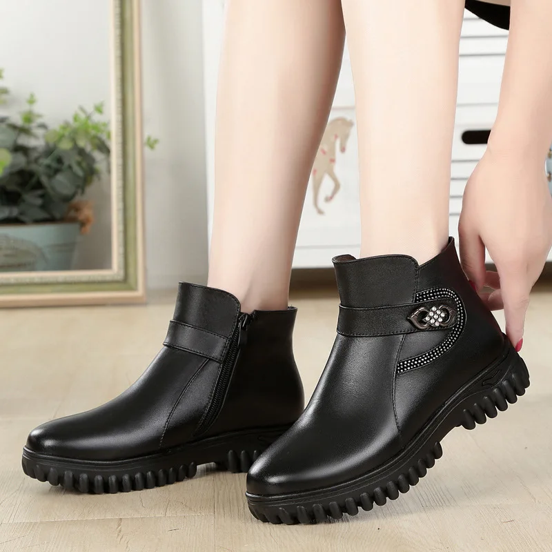 PADRISIMOS/женские кожаные ботинки из коровьей кожи Теплые овечьей шерсти и бархата