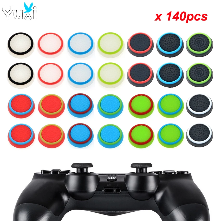 

YuXi 140pcs Silicone Soft Joystick Cover For Playstation 4 PS4 Pro Slim For Xbox 360 One Gamepad Thumb Stick Grips Caps Case