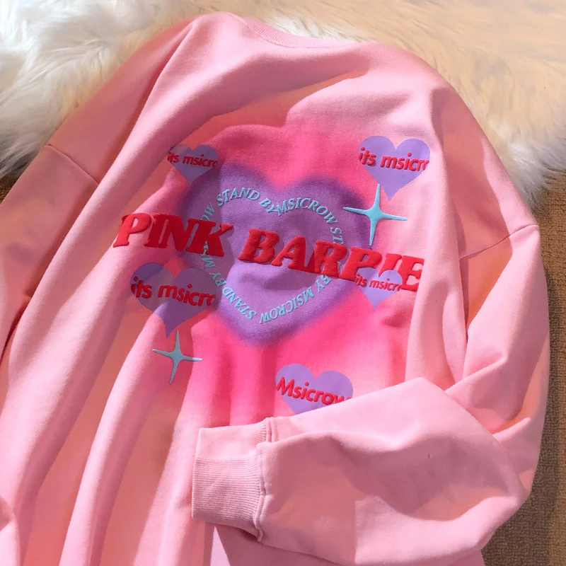 

Women's Sweater 2021 New Spring And Autumn Loose Ins Lazy Style Korean Printed Round Neck Letter Love Long Sleeve Em*