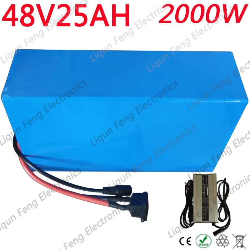48V Батарея пакет 48V 25AH Электрический велосипед Батарея 48V 25AH литий-ионный Батарея для 48V 1000W 1500W 2000 W, фара для электровелосипеда в двигатель+ 5A Зарядное устройство