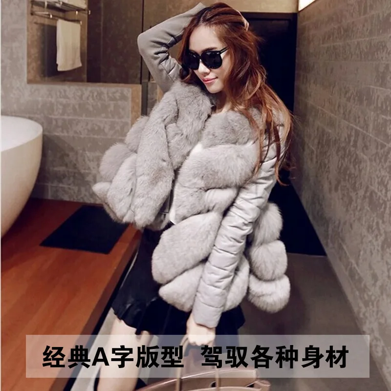 Модный жилет средней длины из лисьего меха с кожаным рукавом съемный рукав