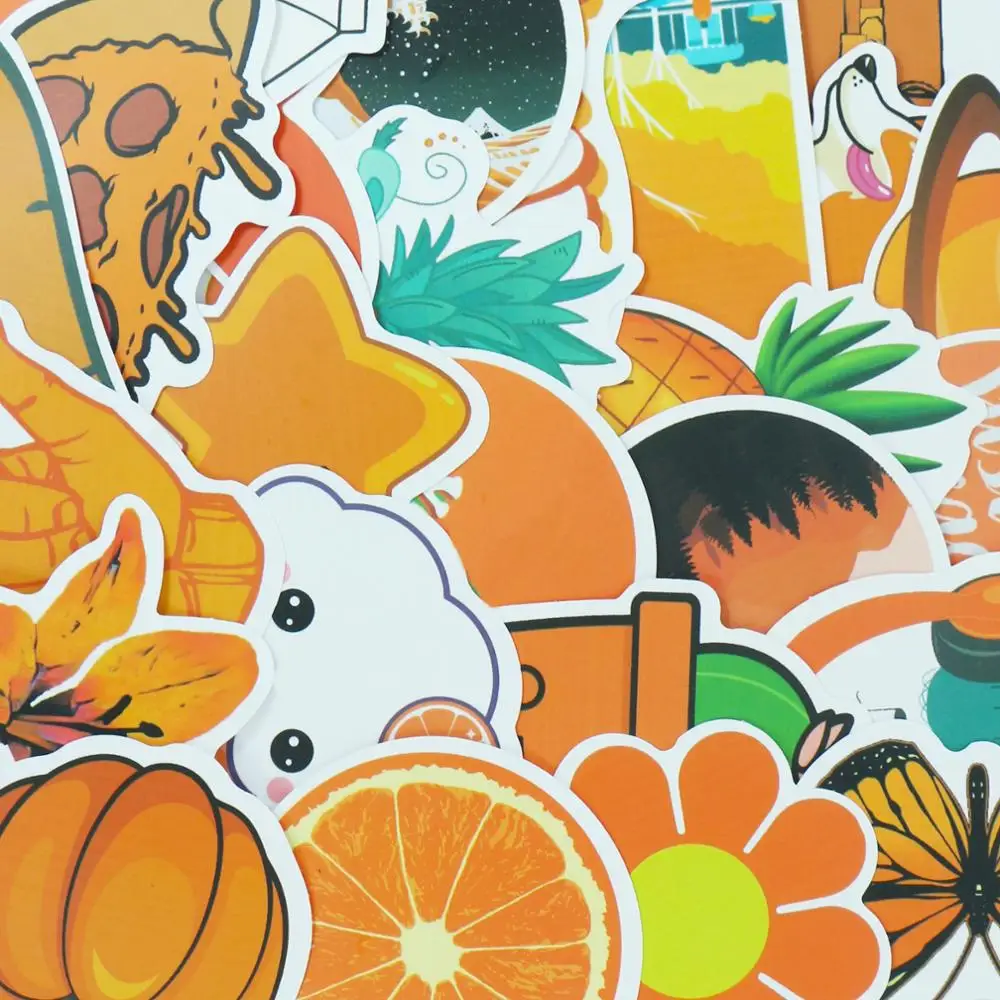 50 шт. Мультяшные Милые оранжевые наклейки VSCO для девочек детские игрушки сделай