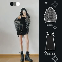 suit skirt two piece fashion korean version of spring and summer new style suspender skirt sunscreen shirt for women