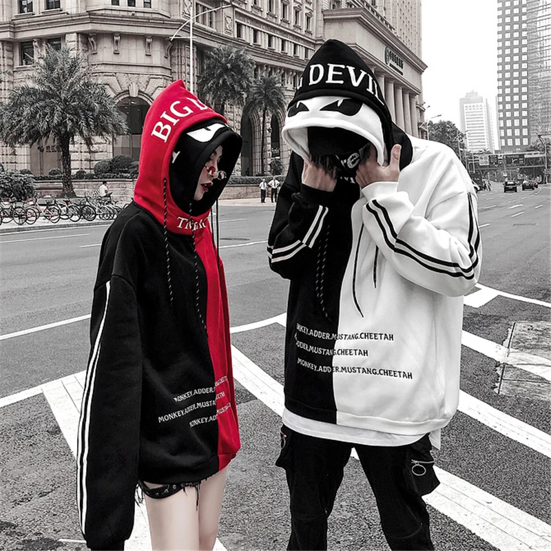Негабаритных Японская уличная одежда толстовки для мужчин Harajuku с длинным рукавом Крутая толстовка