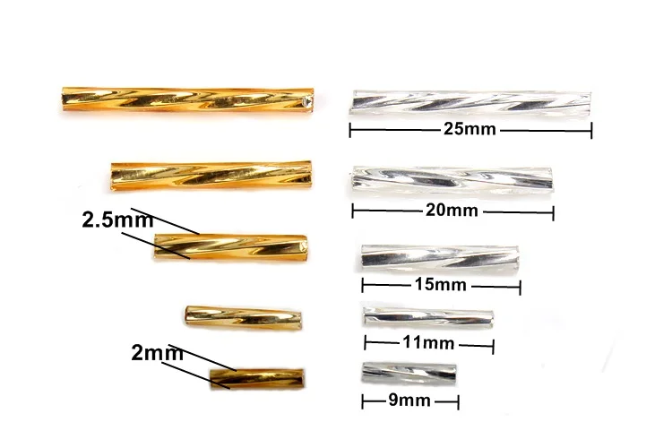 OlingArt 6mm/9MM/11MM/15MM/20MM/25MM Gold/Silve 45g/lot Twist tube Glass Seed Beads DIY Accessory necklace/tassel jewelry making