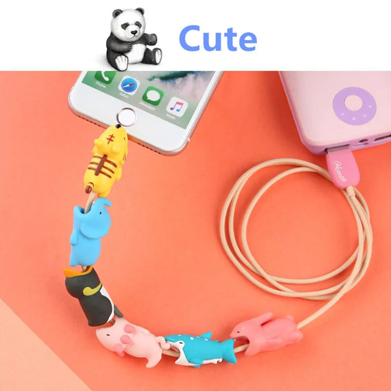 1 шт. протектор кабеля для зарядки с животными Iphone Android Usb милый медведь собака