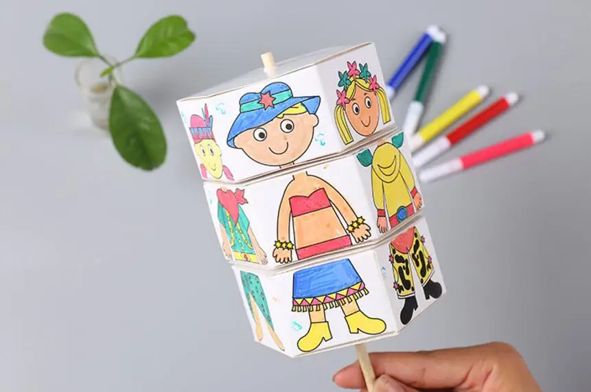 Детские вращающиеся наряды акварельные поделки ручной работы материал упаковка