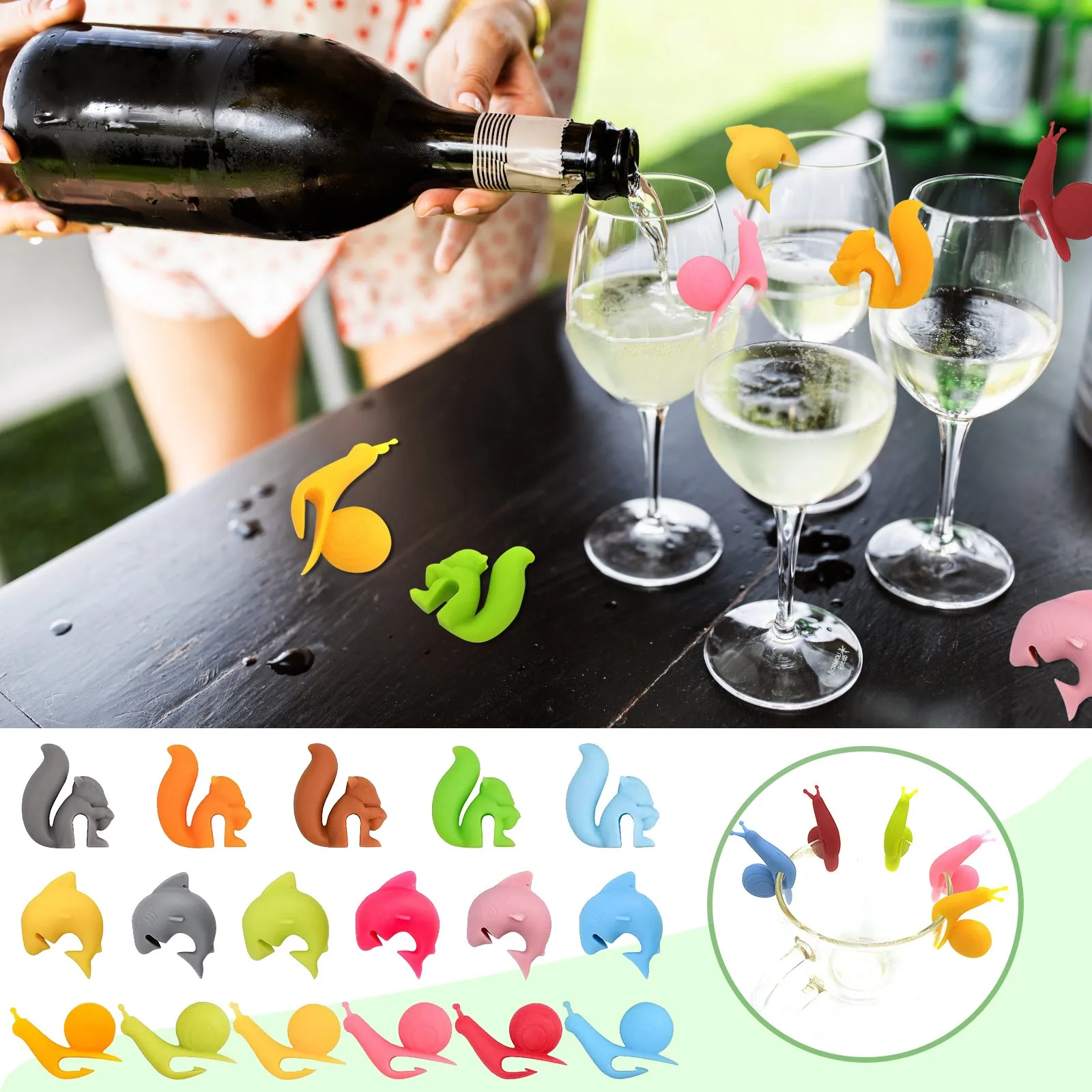 

Силиконовая этикетка для стекла, узнаватель, практичные товары для вечеринок, практичные товары для вечеринок, Подарочная этикетка, маркер ...