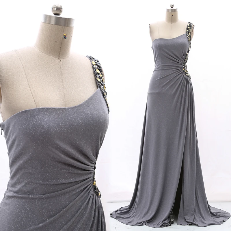 

Kiss White Bridal Stock Clean One Shoulder Prom Dress Long Sexy Evening Gown 210226-043