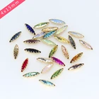 24 цвета, 4*15, Пришивные стеклянные стразы в форме конский глаз с золотистым лакиком, сделай сам, украшение для свадебного платья