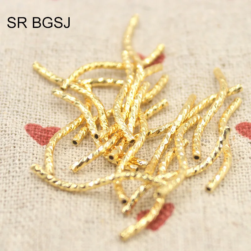 

Free Shipping 1x25mm 20 Pcs Plated Brass Twist Faceted Craft Spacer Seed Bail Tube Beads