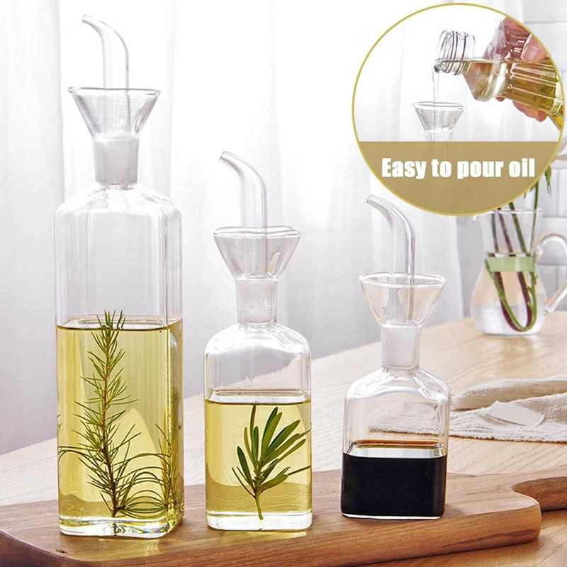 

Transparent Glass Olive Oil Bottle Leakproof Kitchen Seasoning Soy Sauce Vinegar Press Type Cruet Barbecue Bottle Dropshipping