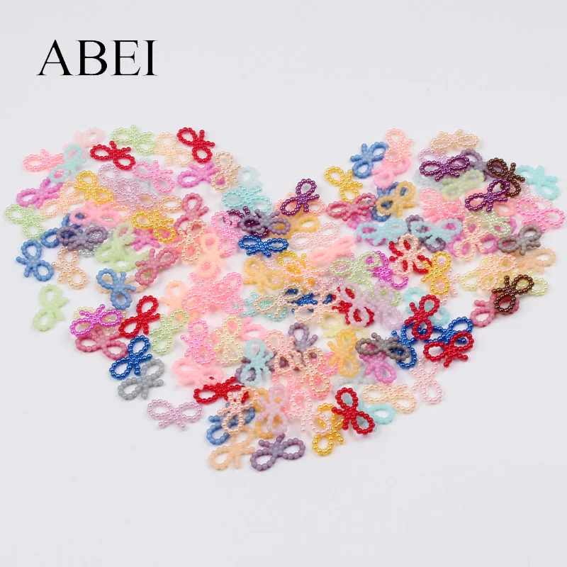 Бусины из АБС пластика с бусинами на бантиком 200 шт.|Бусины для одежды| |
