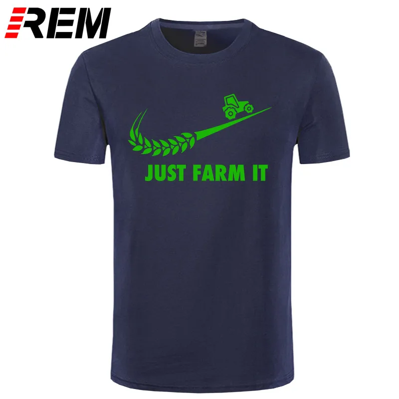 navy green Модная футболка Just Farm It, мужские хлопковые фермерские футболки с круглым вырезом и короткими рукавами, Мужская футболка для сельского хозяйства, топы - Цвет: navy green