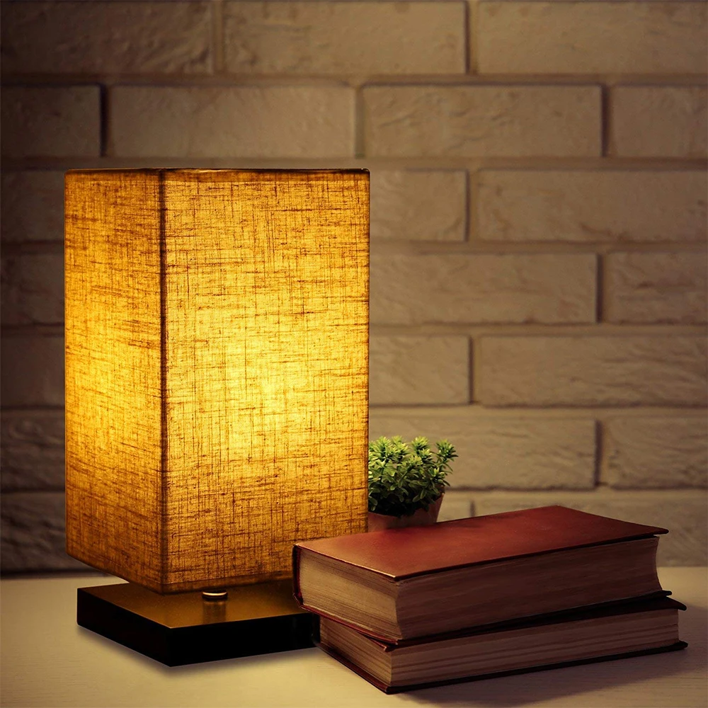 Светодиодный настольный светильник льняная лампа из цельного дерева для спальни