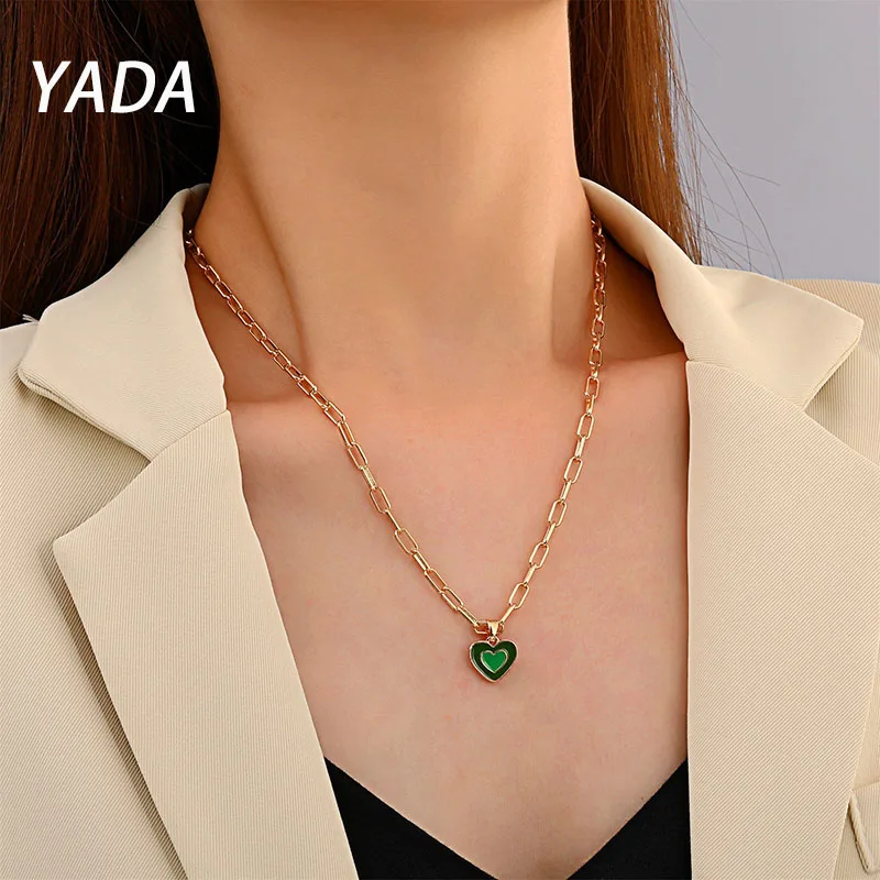 

YADA Fashion Double Heart Wedding Presents&Necklace For Women Jewelry Necklaces Statement Valentine's Day Gift Necklace SE210045