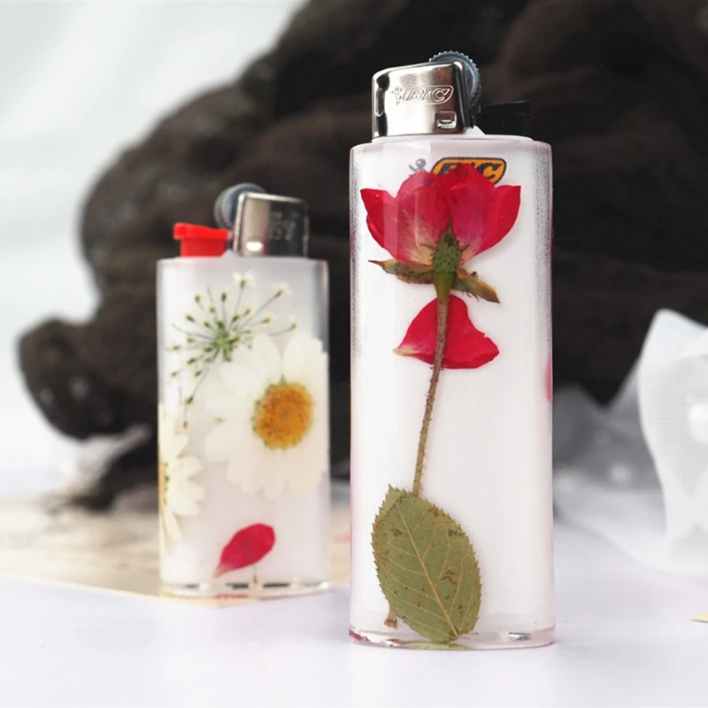 

2Pcs Universal Lighter Cover Silicone Resin Mold and Colorful Dried Flowers Kit B36D