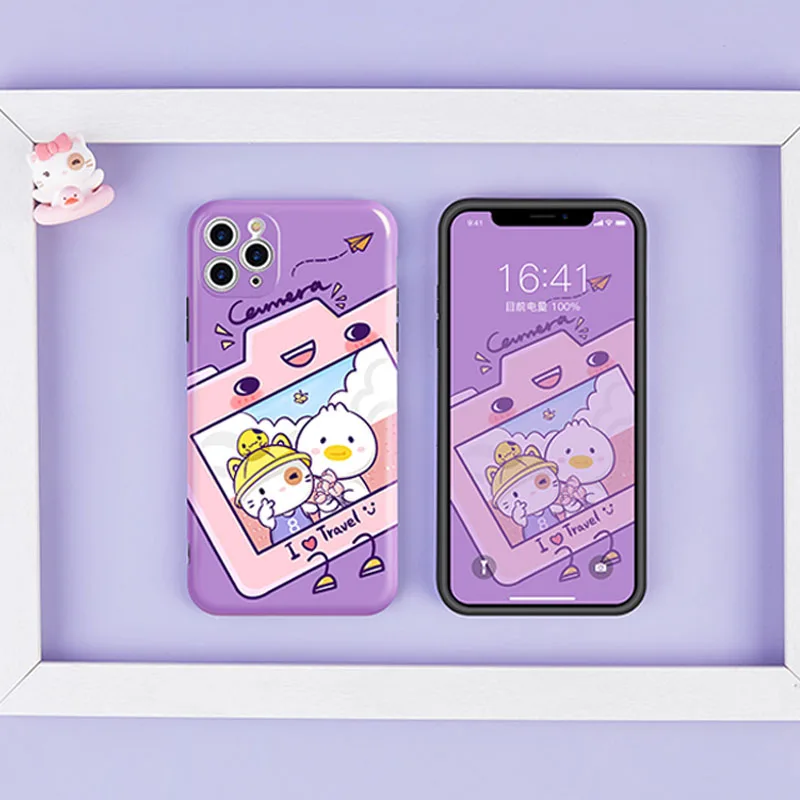 Милый чехол из ТПУ для iPhone 11 Pro XS Max X 7 8 Plus SE2 силиконовый с защитной наклейкой