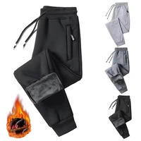 mens causal sweatpants pure color autumn winter all match thermal trousers men cargo pants