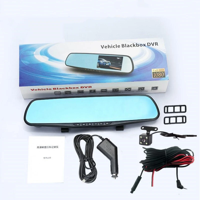

Dash Cam Rearview Mirror 4.3 DVR Monitor Rear View Dual Camera Car Dvr Full HD 1080P Motion Detect Parking Control Loop Record