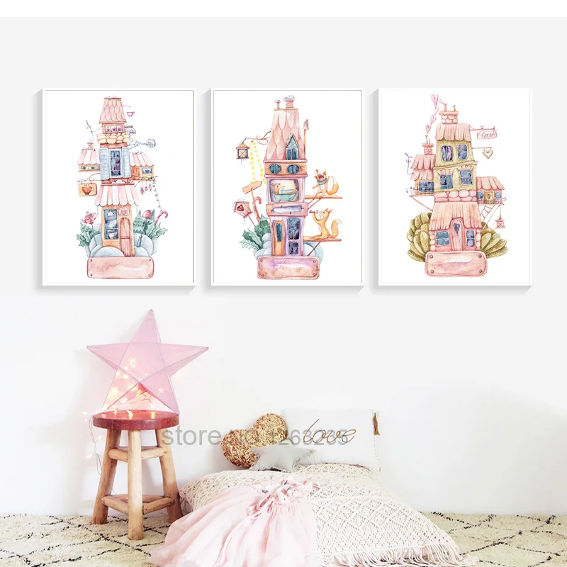 Мультфильм игрушка дом картина скандинавский постер Cuadros стиль дети Decoracion салон