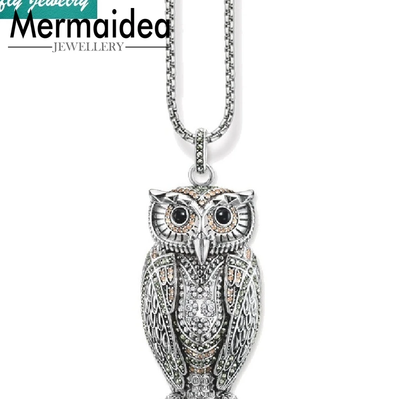 Цепочка с подвеской в виде большой Совы из циркония цвета шампанского модная
