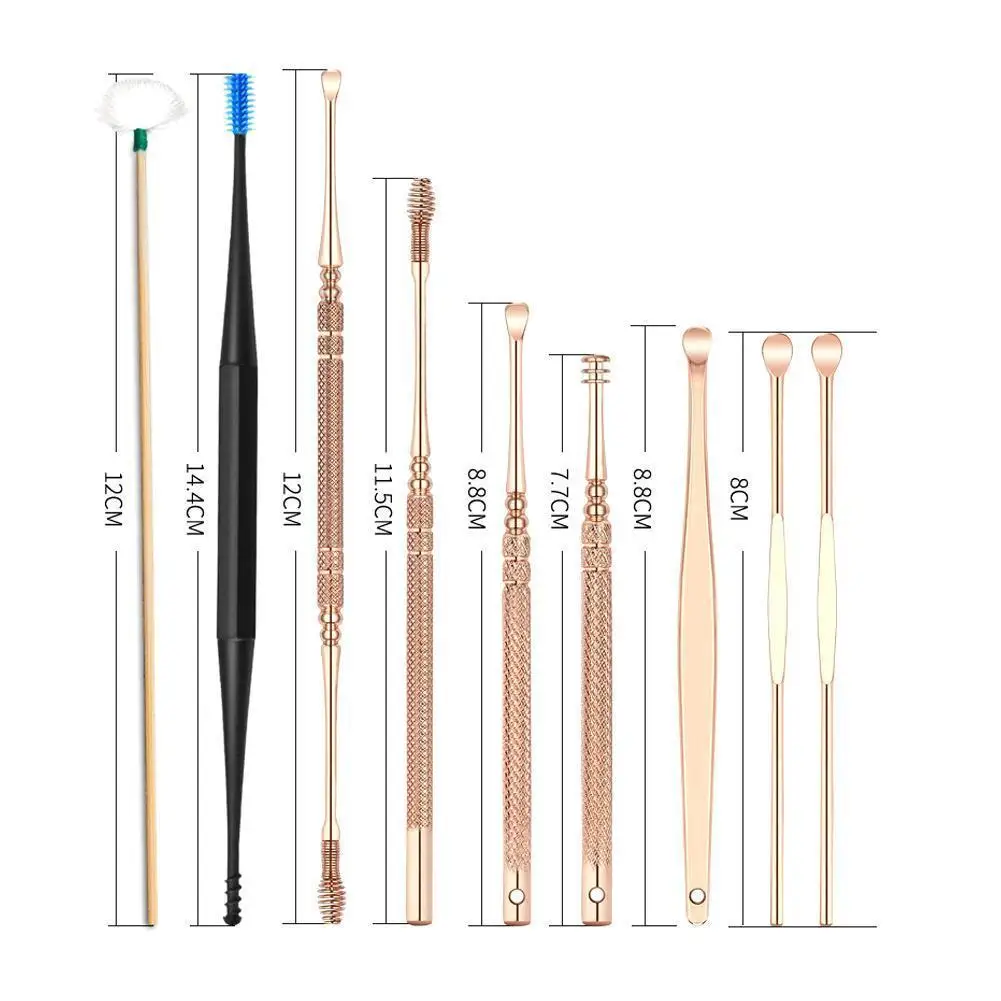 

9Pcs Ear Wax Remove Kit Ear Pick Cleaning Tools Set Earwax Tool Brush Curette Storage Ear Box Tools Remove Ear Cleaning Cle B7N7