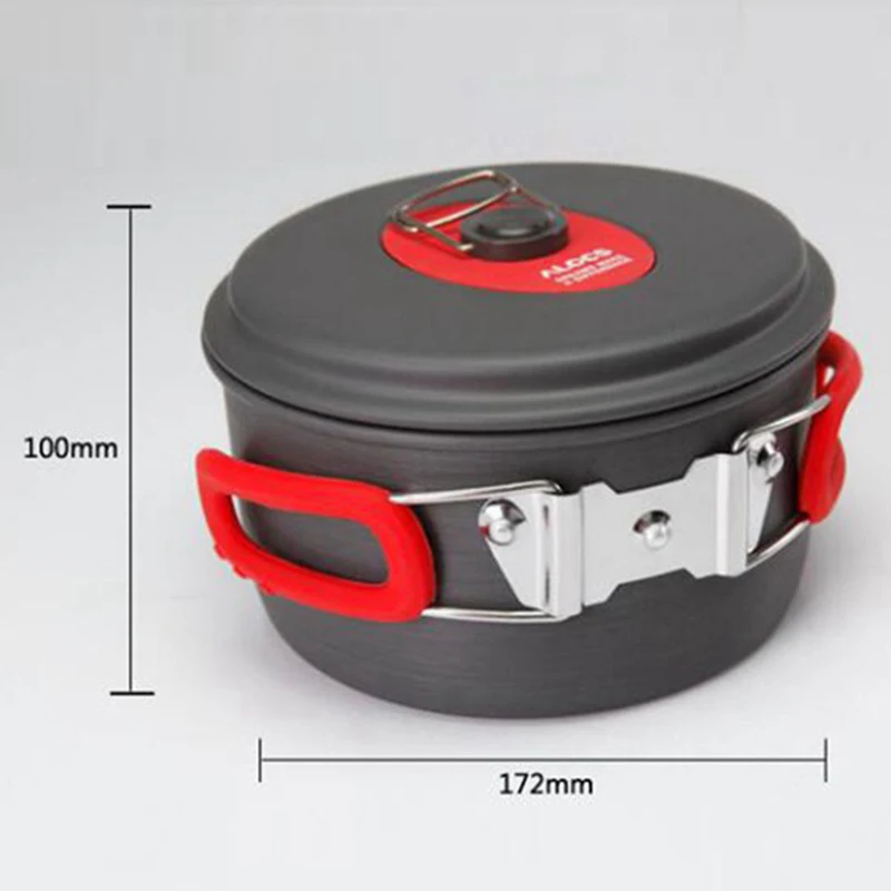 

Alocs 3-4 Person Outdoor Pot Kettle Frying Pan Set Camping Cookware Mess Kit