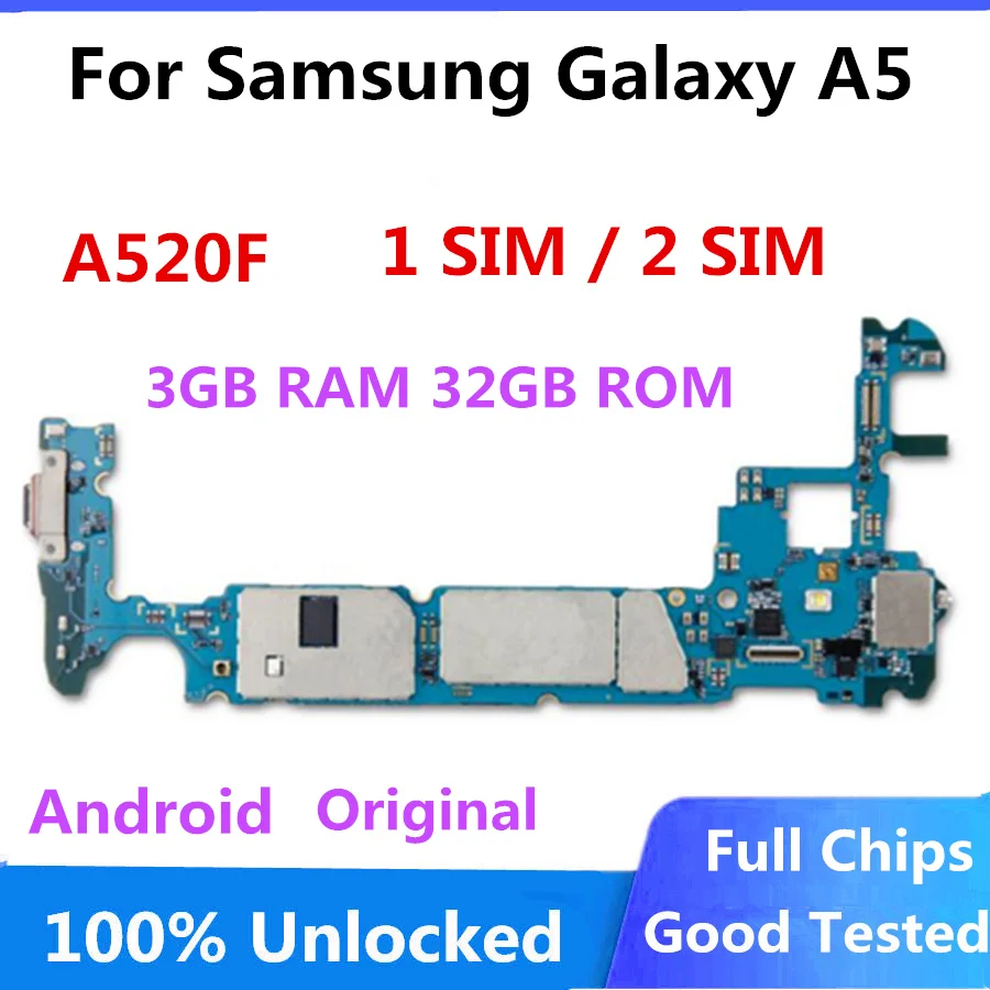 Оригинальная материнская плата для Samsung Galaxy A5 A520F разблокированная с чипами