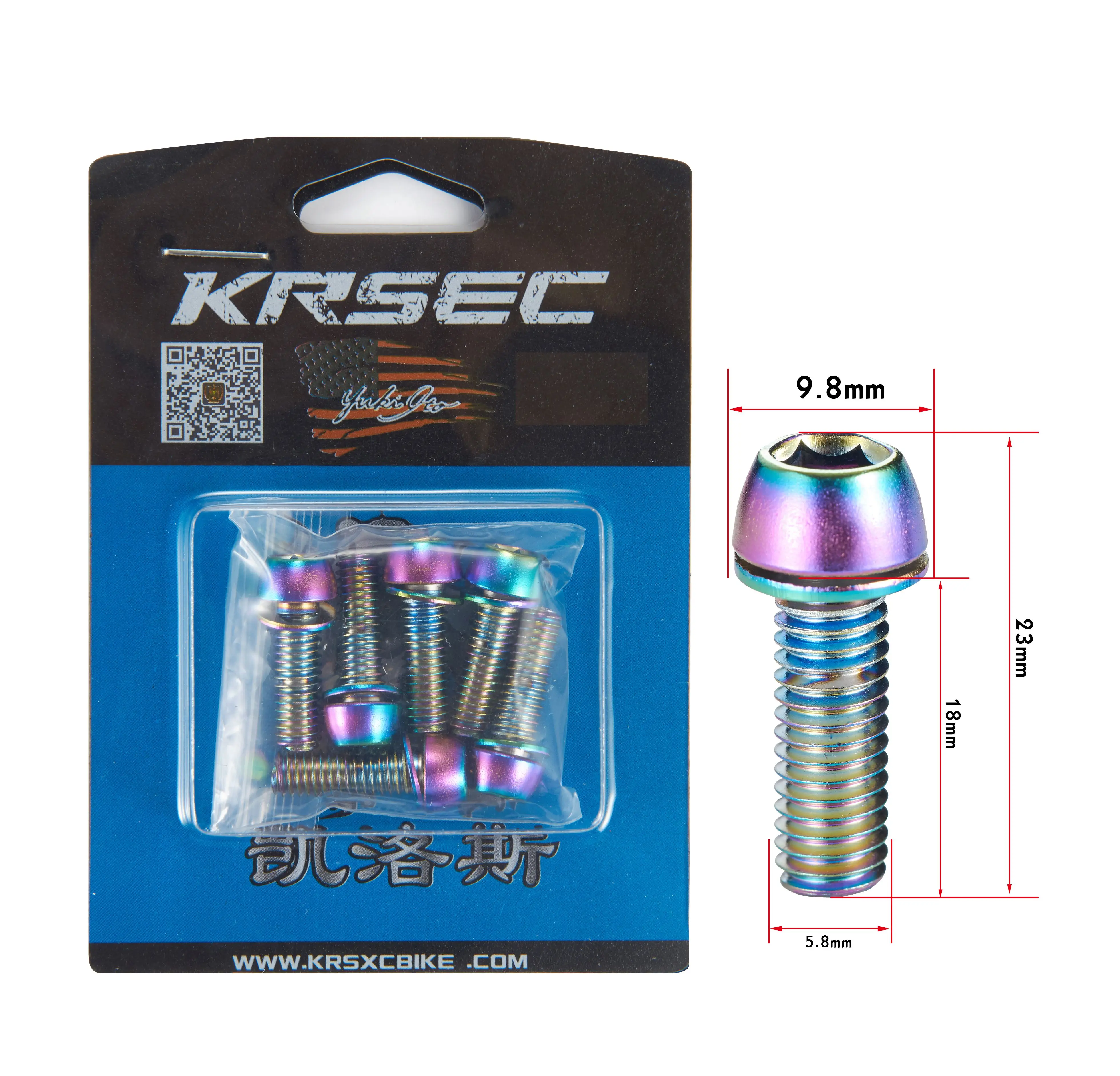 M6 Seven colors KRSCT 6 шт. руля велосипеда титановые покрытые винты болты с Wache M5* 18 мм M6* 18 мм для MTB шоссейного велосипеда кронштейн руля велосипеда руль - Цвет: M6 Seven colors
