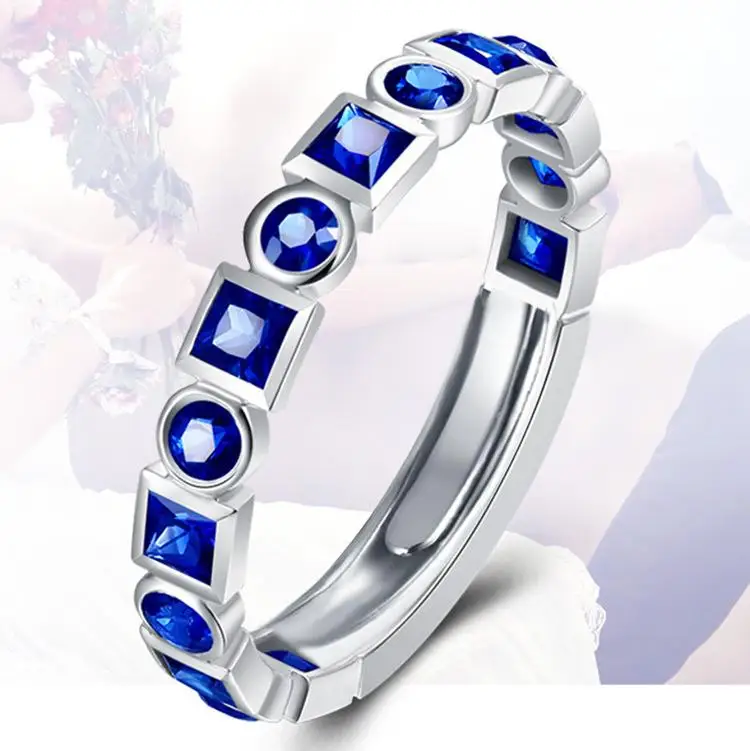 

S925 Sterling Silver Pure Sapphire Jewelry Ring for Women Anillos De Bizuteria Silver 925 Jewelry Blue Sapphire Gemstone Rings