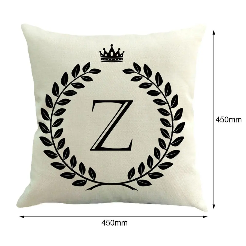 

Unique Crown Letter Alphabet Pattern Cotton Linen Cushion Cover Decorative 45X45cm Pillowcase Chair Pillow Cover
