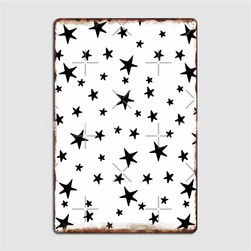 Звёзды черный на белом металлическом плакате постер для клувечерние кинотеатра |