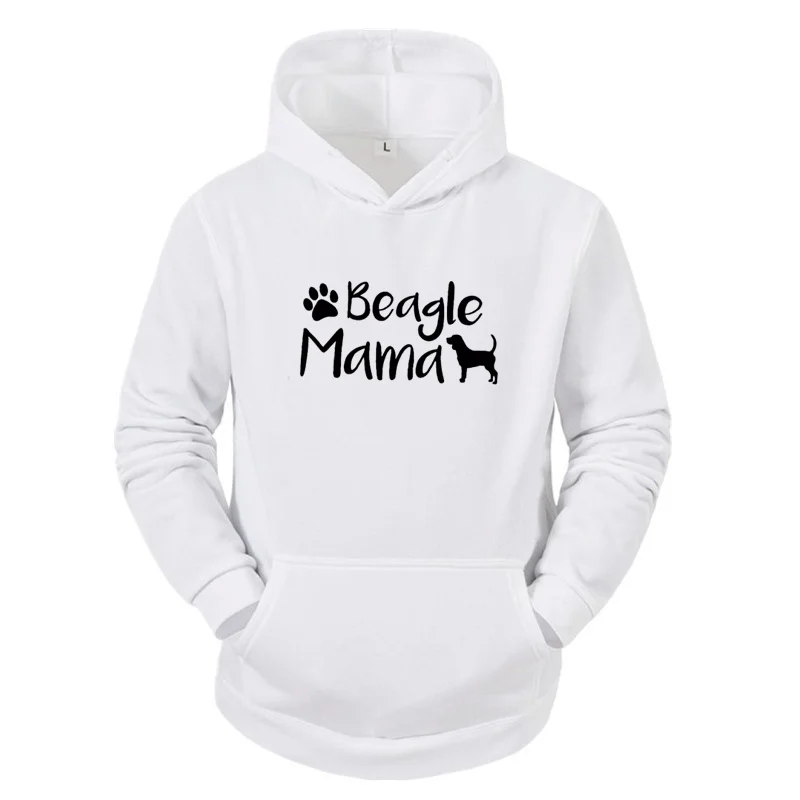 Beagle Mama Printed New Arrival Wome's Casual Funny Cotton Hooded Dog Lover Hoodies Gift For Dog Mom Beagle Mom Sweatshirt Top