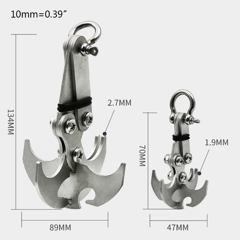 

Stainless Steel Folding Gravity Grab Hook Outdoor Rock Climbing Rescue Claw Grappling Climbing Great Gift 7XEA