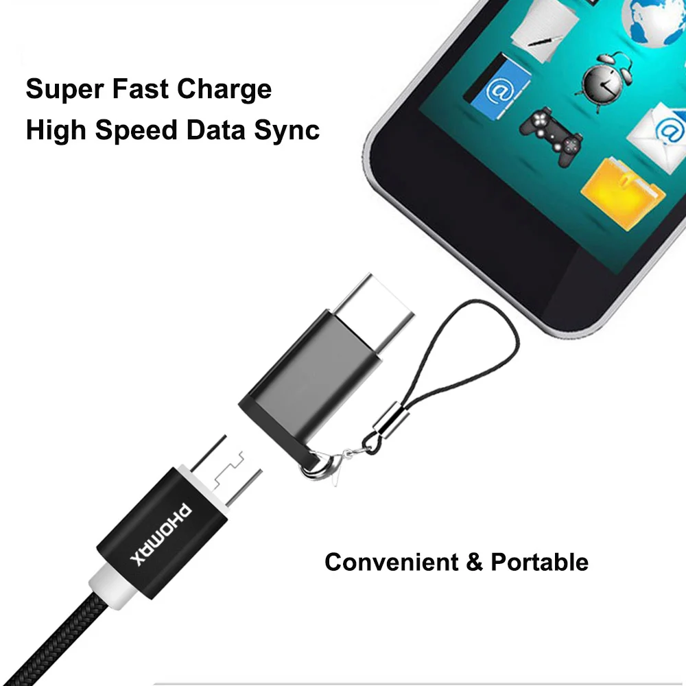 PHOMAX Micro USB кабель 5V2A с нейлоновой оплеткой для синхронизации данных и зарядки samsung