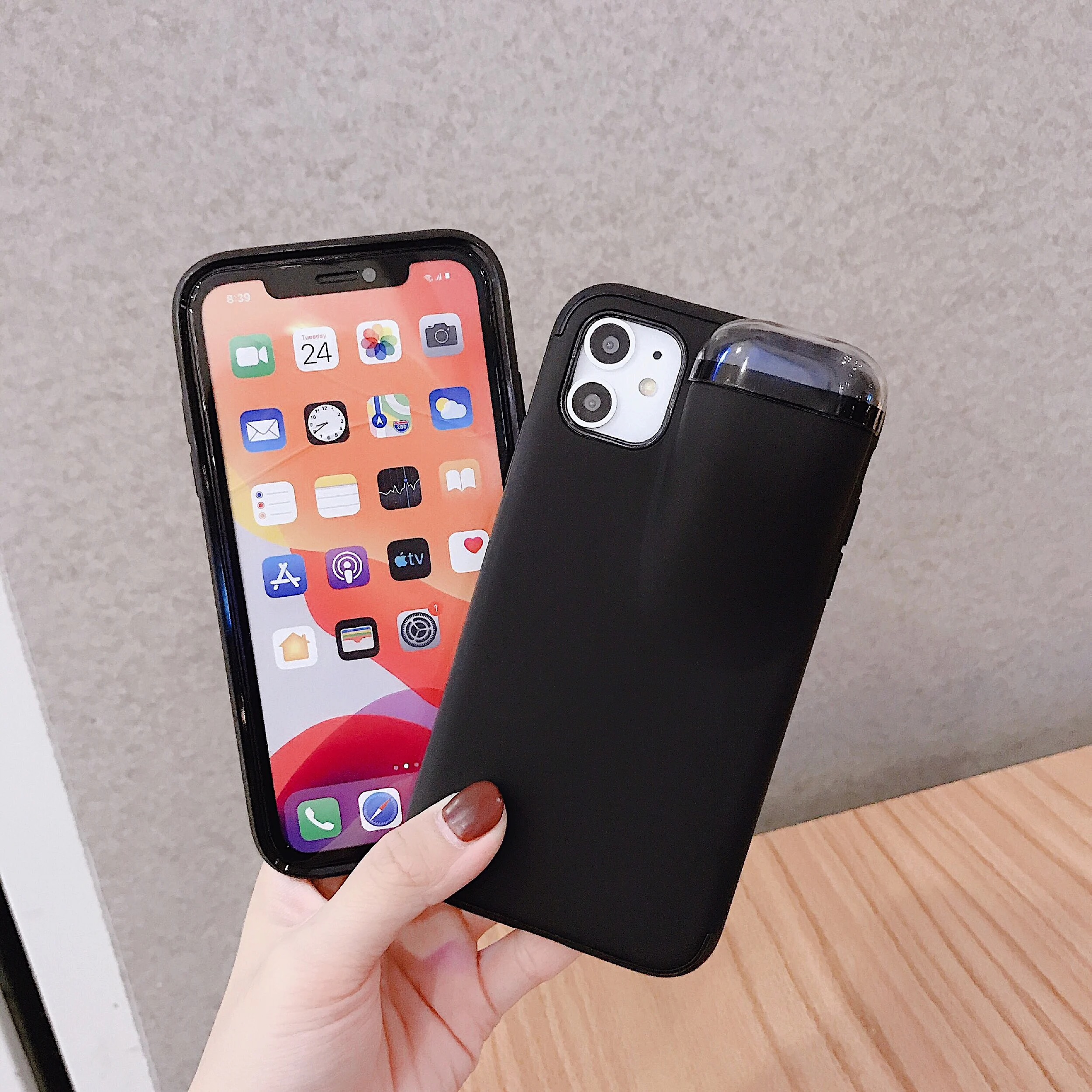 2 в 1 чехол для iPhone с гарнитура Airpods коробка хранения 11 Pro XS MAX XR X 7 8 Plus Мягкий