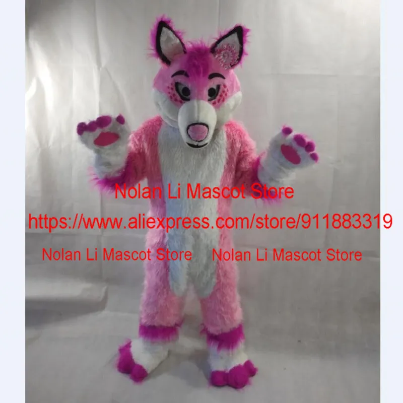 Женский длинный пушистый костюм талисман в виде собаки хаски лисы и волка из меха