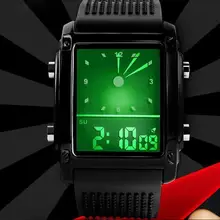 Men Women Student Sport Square Dial Watch Clock Dual Time Day Display Alarm Colorful LED Wrist Watch Electronic Couple Watch Gif