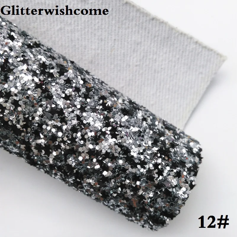 12 Glitterwishcome 30X134 см мини рулон синтетическая кожа, массивная блестящая кожа со звездами, блестящая ткань винил для бантов, GM035 - Цвет: 12