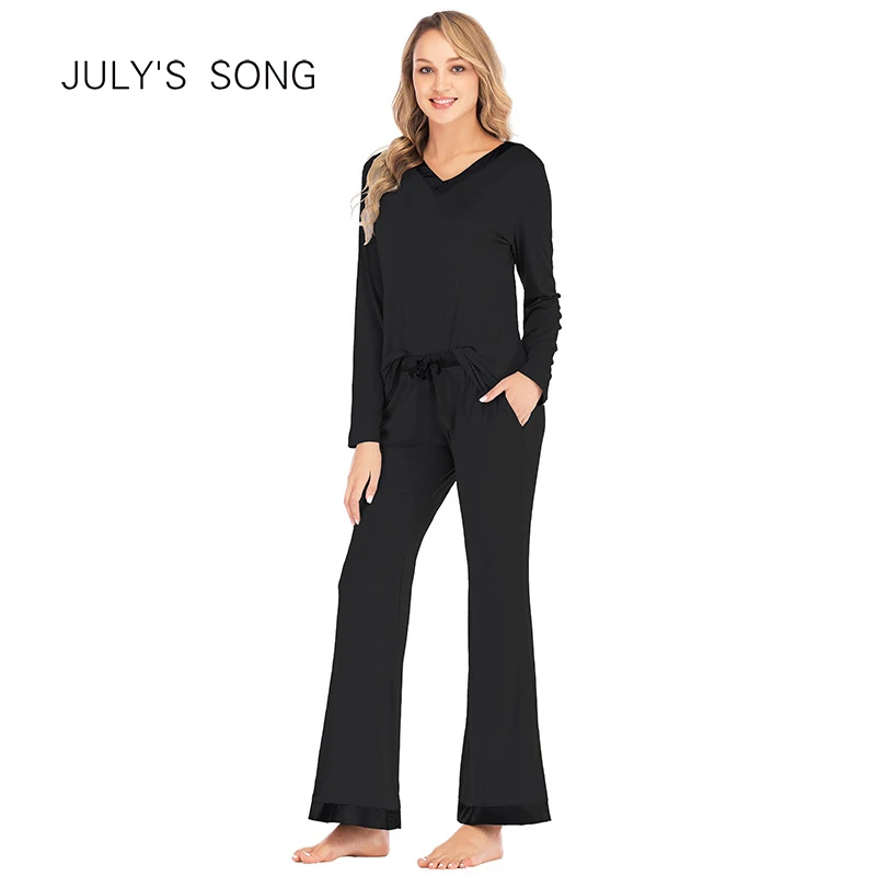 Женский пижамный комплект JULY'S SONG, из двух предметов, свободная пижама с длинным рукавом, для осени и зимы от AliExpress RU&CIS NEW