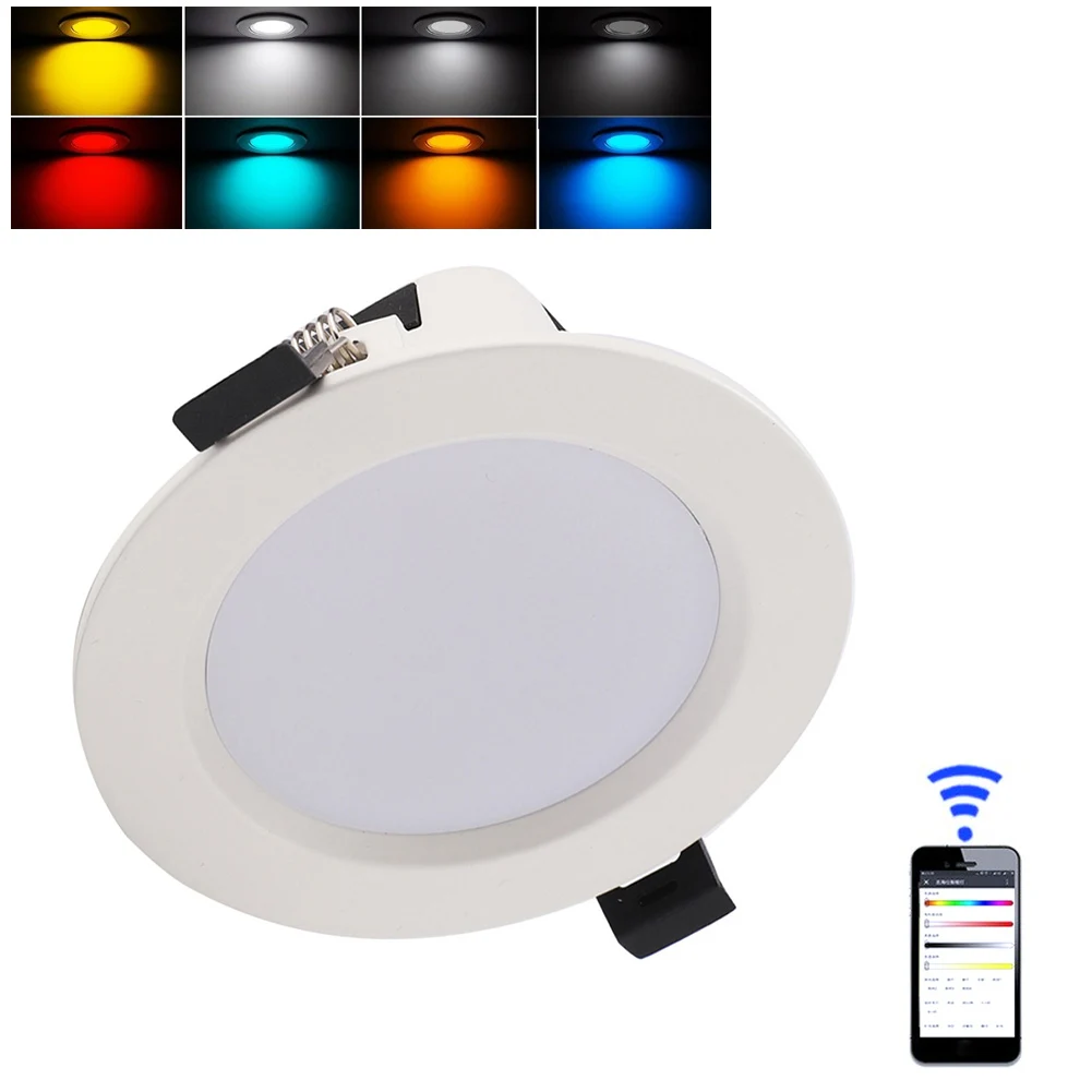 Foco de luz LED inteligente con WIFI para el hogar, lámpara de techo de 7W, regulable, con cambio RGB, compatible con Alexa y Google Home
