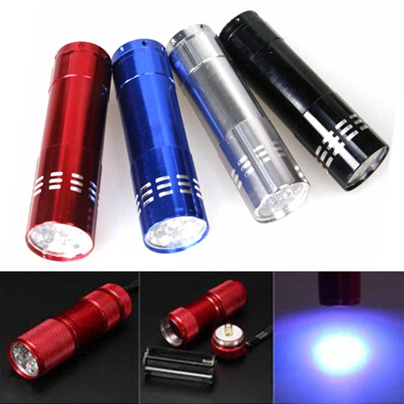 Фонарь 9LED алюминиевые фонари УФ лампа Многофункциональный детектор валют
