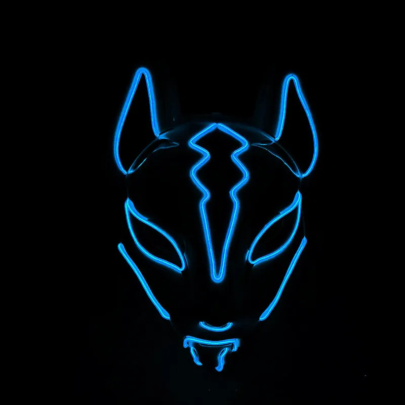 Anime Expro Decor Japanese Fox Mask Neon Led Light Cosplay Halloween Party Rave Dance DJ Payday Costume Props | Дом и сад