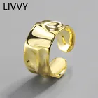Обручальные кольца LIVVY серебряного цвета для женщин и пар, модные Асимметричные геометрические ювелирные изделия ручной работы, подарок на день Святого Валентина