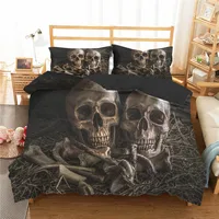 Double Bedding Set Bedroom Clothes 3d Skull Terror Printed Duvet Cover King Queen Single Sizse with Pillowcases