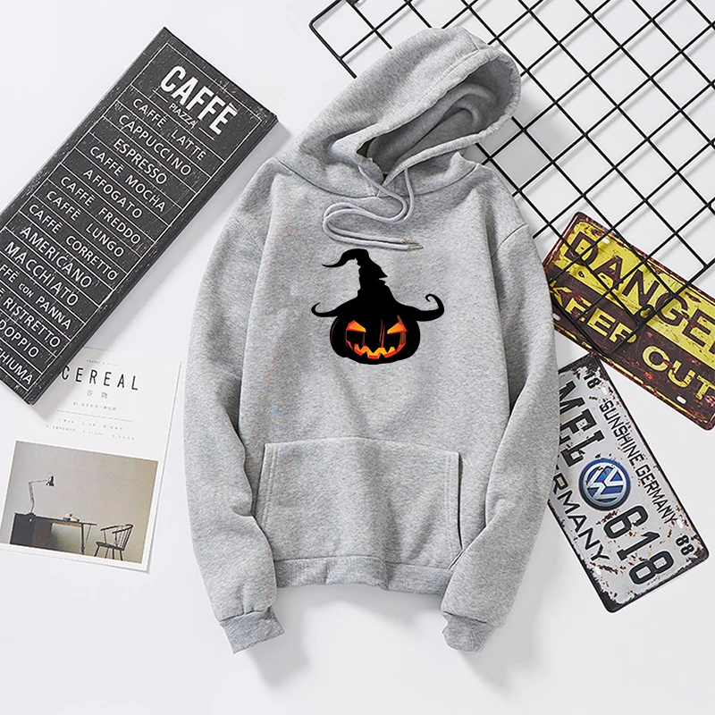 

Women's Sweatshirt Autumn Winter Halloween Hoodie for Female Pumpkin Print Streetwear Pullovers Slim Hip Hop Hoody Tops