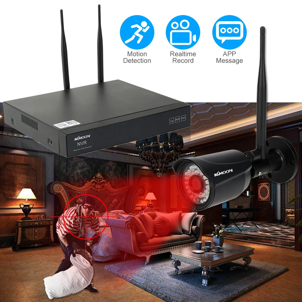 KKmoon 4 канальный HD 720P Беспроводной Wi Fi NVR Сетевой Видео Регистраторы + шт. IP Камера