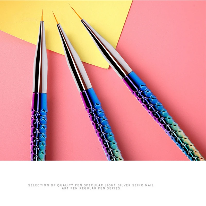 Набор нейлоновых кистей для маникюра Русалка 3 шт./компл. кисти макияжа линейный